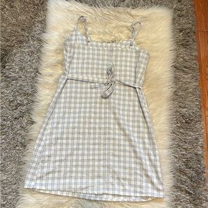 White & Blue Plaid Mini Dress